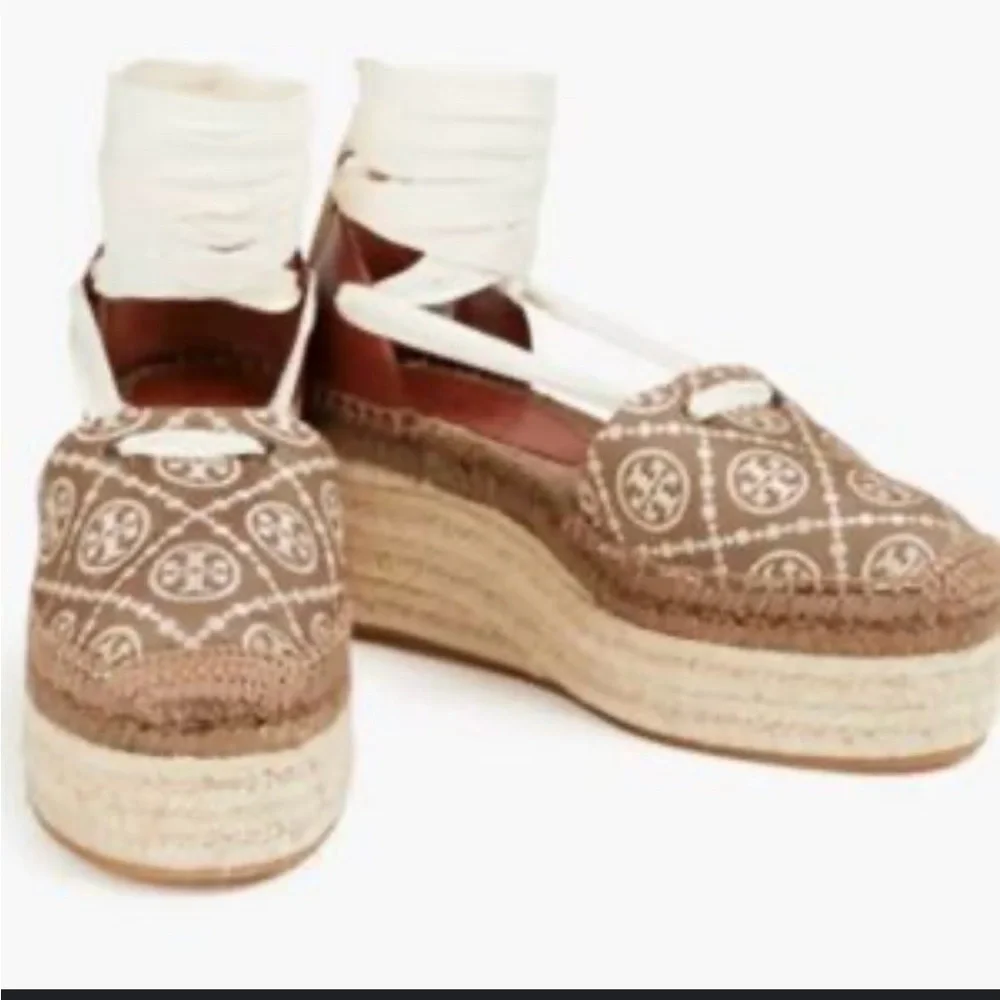 Tory Burch Tan Espadrille Wedge Shoes - Picture 3 of 5